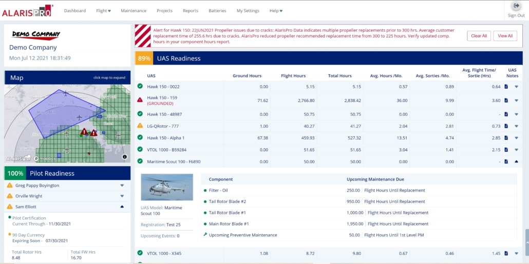 AlarisPro dashboard